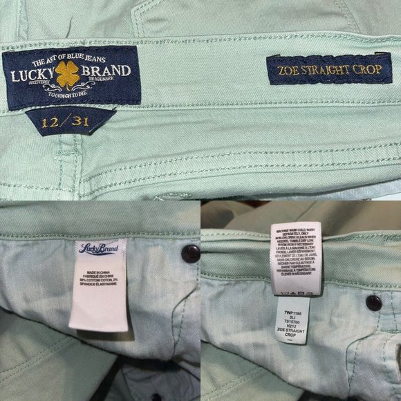 Lucky Brand Women ZOE Straight Crop Jean 12 Mint Colored Denim Stretch Mid Rise - Picture 11 of 11